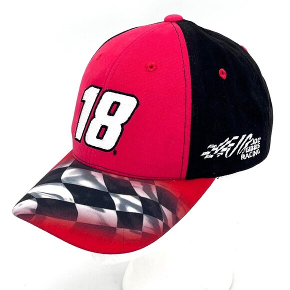 Kyle Busch #18 NASCAR M&Ms Joe Gibbs Racing Cap Hat 2016 Adjustable Red Black - Picture 10 of 12